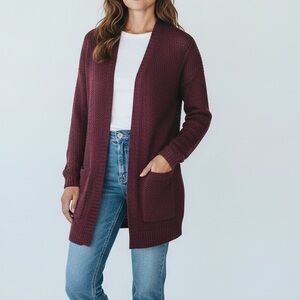 BDG Maroon Sweater Long Sleeve Cardigan Open Front Duster Small